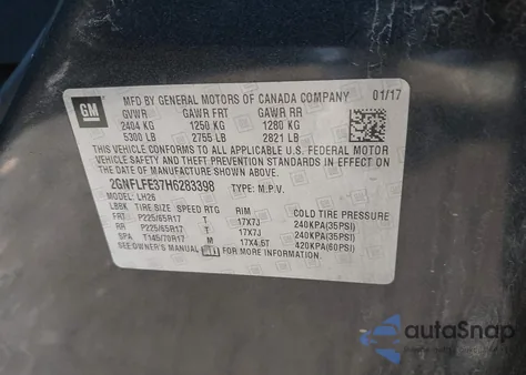 2017 Chevrolet Equinox Lt z USA, uszkodzony, nr VIN 2GNFLFE37H6283398